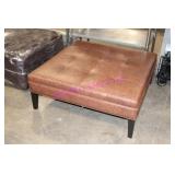 1X, 42"X41"17"H BROWN LEATHER OTTOMAN