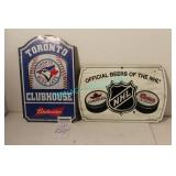 LOT,2X,17" X 11" BLUE JAYS+BEERS OF THE NHL SIGNS