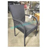 6X, BLACK WEAVED, SQUARE BACK PATIO CHAIRS