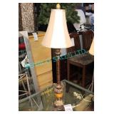 1X, 36" TALL LAMP W/ ORNATE BASE + SHADE