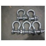 5 Unused 7/8" 6.5T Clevis/Shackles