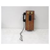Antique Wall Phone Wood 8.25x19in