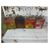 3-Co-op Cans & one Farm Oyl Can