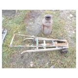 Nutting Barrel Cart, Cream Can, Wire Basket