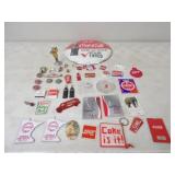 Various Coca Cola Items Magnets, Tin Sign, Pins