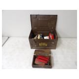 Metal Ammo Box w/Various Powders, Primers, Brass