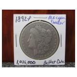 1892-P Silver Morgan Dollar Better Date 1,036,000