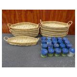 20-Blue-Green 3x3 Candles, 12 New Wicker Baskets