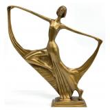 Art Deco Dancer Lacquered Metal Sculpture