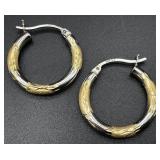 14K Gold & White Gold Hoop Earrings