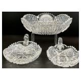 3pc American Brilliant Cut Glass Bowls