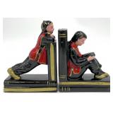 Vintage Asian Figural Ceramic Bookends