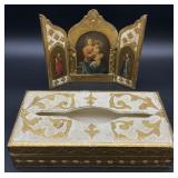 Italian Florentine Tissue Box & Triptych