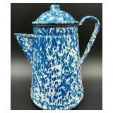 Blue & White Graniteware Enamel Coffee Pot