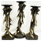 3pc Rustic Deer Antler Style Candle Holder