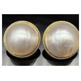 14K 585 Mabe Pearl Clip-On Earrings