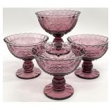 4 Amethyst Glass Pedestal Bowls