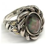 JAI Sterling Silver 14K Faceted Stone Ring