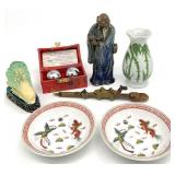 Chinese Carved Cabbage, Pottery Statue & More