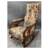 Antique Floral Carved Mahogany Rocker