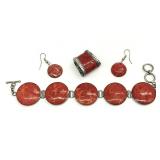 Red Sponge Coral & Sterling Silver Jewelry