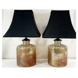 Pair Hombre Textured Glass Lamps