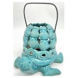 Turquoise Glaze Ceramic Turtle Luminary