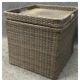 Faux Wicker Tray Top Storage Box