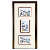 Signed Santorini Greece Watercolor Paintings