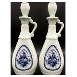 2 Vintage Jim Beam Delft Blue Style Decanters