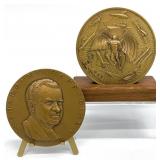 2pc Vintage Bronze Medallions