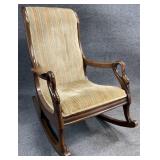 Vtg Mahogany Frame Gooseneck Rocker