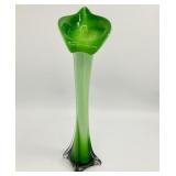 Green Art Glass Jack in Pulpit Vase