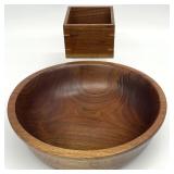 Handcrafted Walnut Wood Bowl & Box