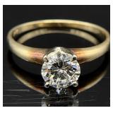 Stamped 14 KT Gold, Diamond Solitaire Engagement