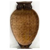 Mid Century Rattan & Wood Owl Tray