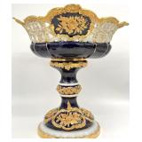 Antique Meissen Cobalt Gilded Pedestal Compote