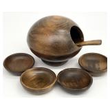 Mid Century Modern Teak Orb Bowl Set