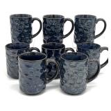 Vintage Blue Ceramic Pottery Mugs