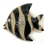 Swarovski Crystal Zebra Fish Brooch