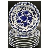 8pc Chinese Blue & White Lotus Bowls