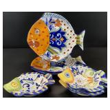 6pc Blue Talavera Hand Painted Fish Plates