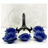 Chantal Blue Fish Bowls & Glass Fish Platter