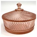 Pink Depression Glass Lidded Dish