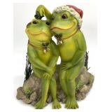 Vintage Frogs Mistletoe Christmas Statue