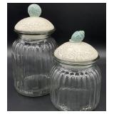 2pc Nautical Seashell Glass Canisters