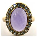 14k Yellow Gold Ring w/ Oval Purple Stone