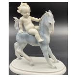 Metzler & Ortloff Porcelain Cherub Horse Figurine