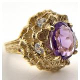 14k Yellow Gold & Amethyst Ring