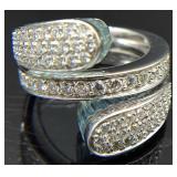 iO Si 18K White Gold Diamond Aquamarine Ring